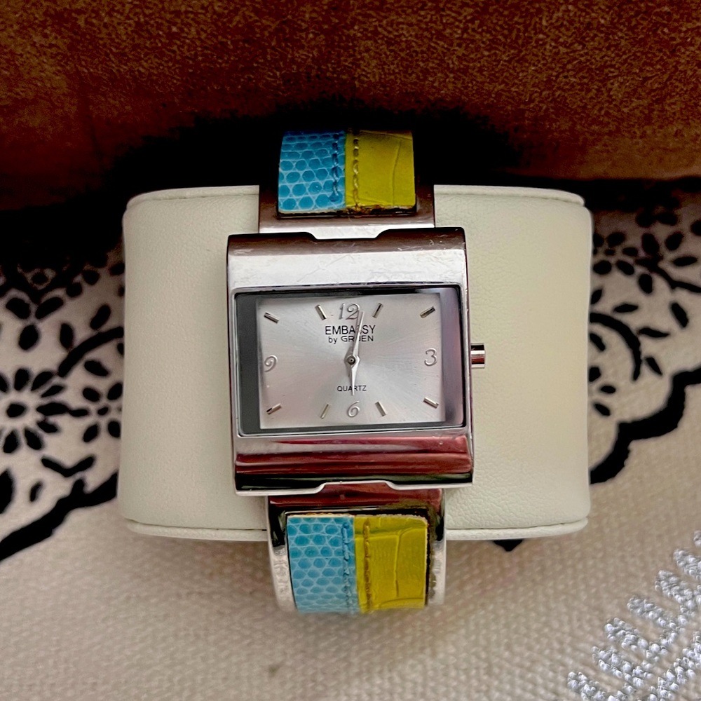 EMBASSY by GRUEN Watch Womens Silver Tone Stainless Steel Cuff